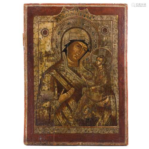 Russian icon of a Crowned Mother of God, 19th century, paint...