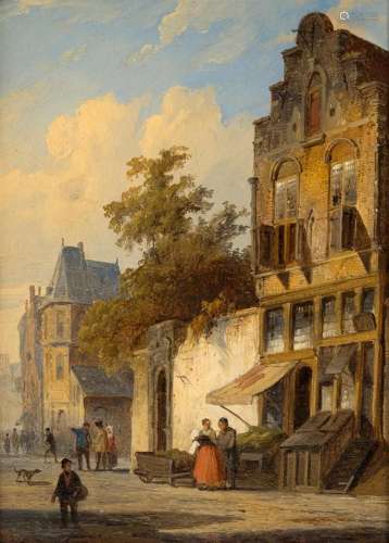 Cornelis Springer (1817-1891)<br />
'City view', monogrammed...
