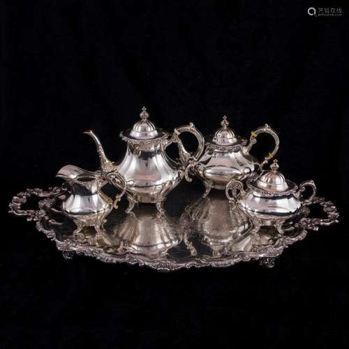 A (4 pc) Reed & Barton Georgian Rose sterling hot bevera...