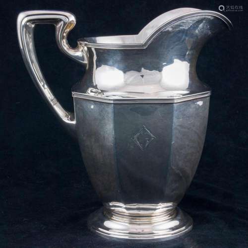 An Art Deco Unger Bros sterling water pitcher