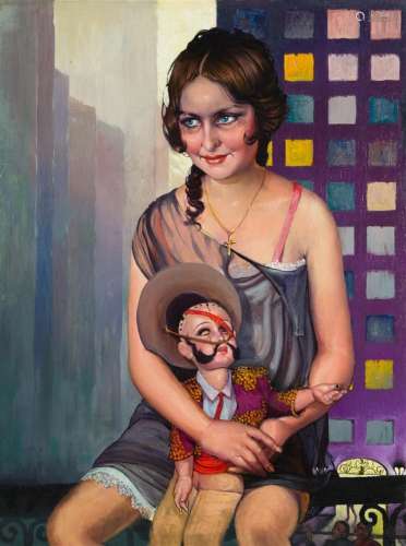 Frans van Ermengem (1893-1985)<br />
'A girl with her mustac...