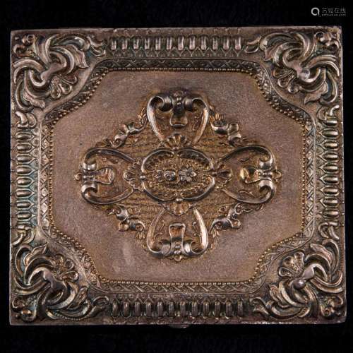 A Chinese Export silver box of square form, fashioned in the...