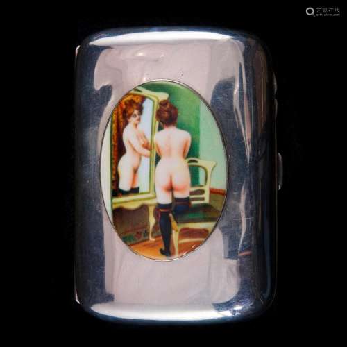 An Edwardian enamel sterling cigarette case, Horton & Al...