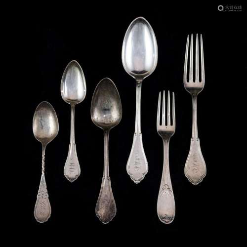 A (11 pc) Vanderslice Gothic coin silver service: (3) forks,...