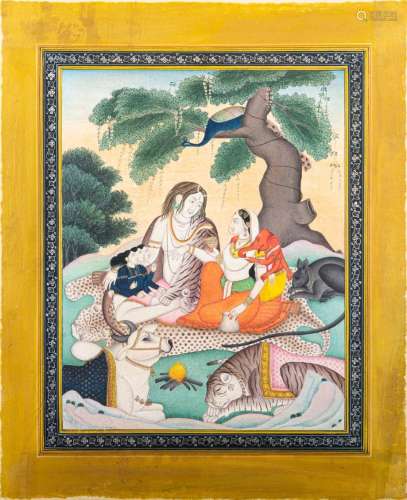 Indian Kangra miniature painting of a Subrahmanya, son of Sh...