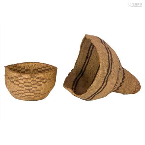 (Lot of 2) Klamath basketry hats