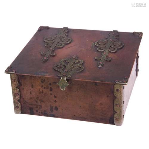 A Dirk Van Erp mixed metal smoking box