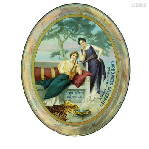 A Borello Bros. San Rafael oval advertising tray of Bay Area...