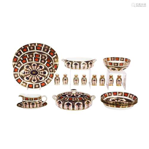 Twenty Royal Crown Derby porcelain serving pieces in the Old...