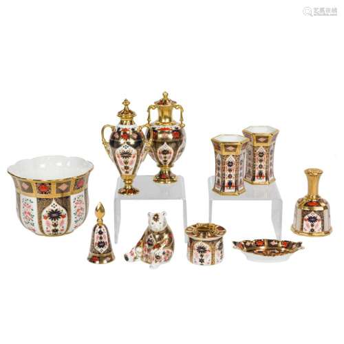 Ten Royal Crown Derby porcelain decorative table articles in...
