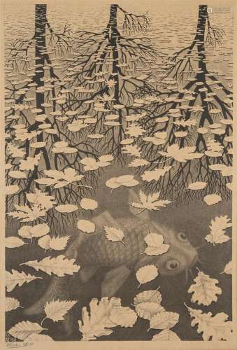 Maurits Cornelis Escher (1898-1972)<br />
'Three worlds', si...