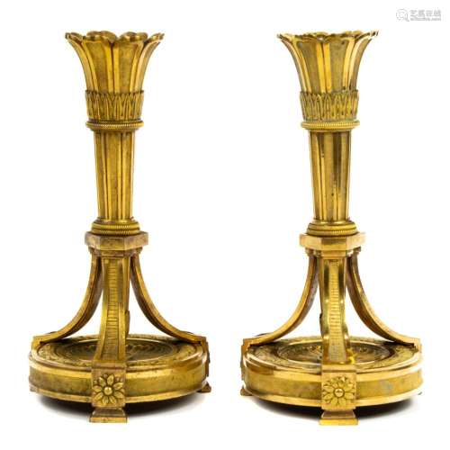 A fine pair of Louis XVI gilt bronze candlesticks, circa 178...