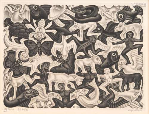 Maurits Cornelis Escher (1898-1972)<br />
'Plane Filling I',...
