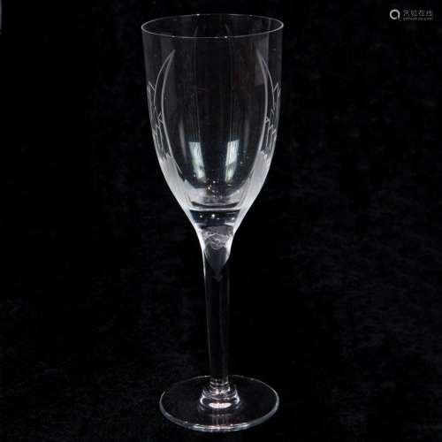 Ten Lalique clear and frosted glass champagne flutes in the ...