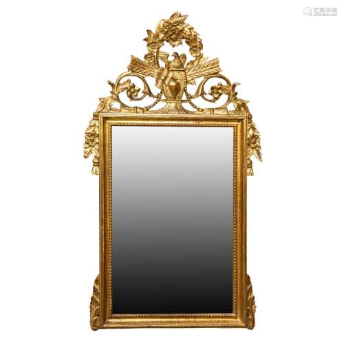 A French Louis XVI style giltwood mirror