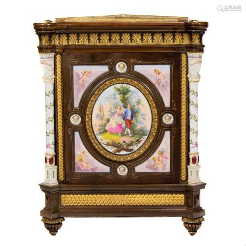 A Continental Neoclassical style porcelain mounted corner ca...