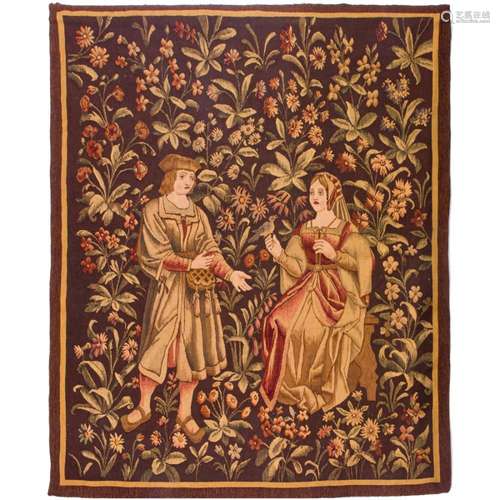 A Continental millefleur tapestry in the Medieval style