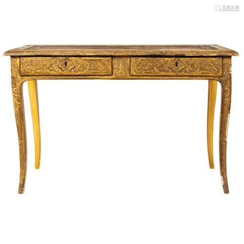 A Louis XVI style gilt gesso desk