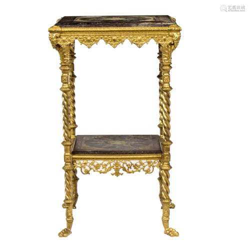 A Pompeiian style gilt bronze and marble gueridon