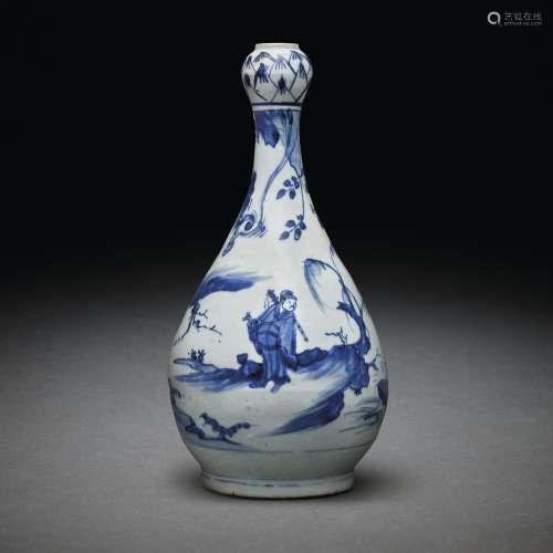 A BLUE AND WHITE GARLIC-MOUTH VASE