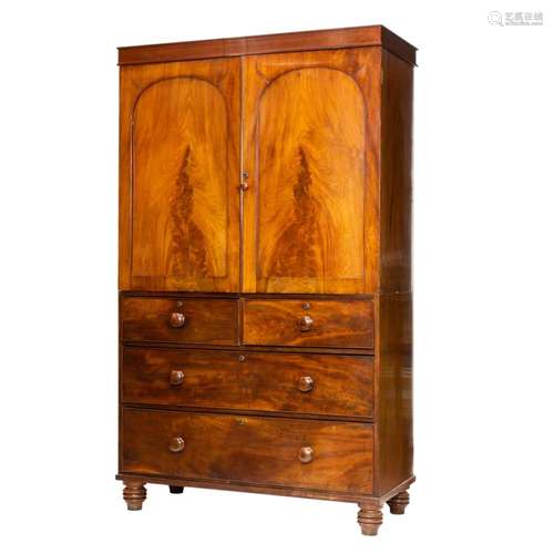 A Regency mahogany linen press, circa 1820