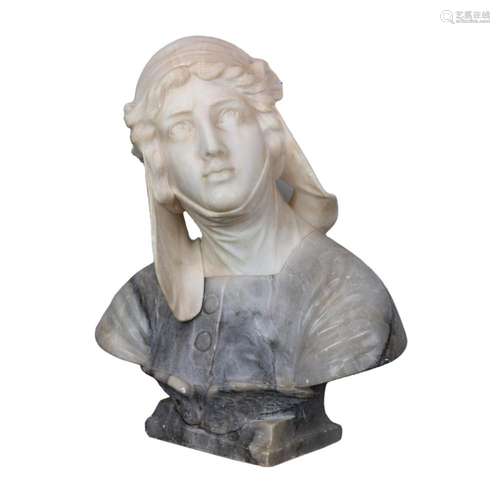 An Italian alabaster bust of a young woman