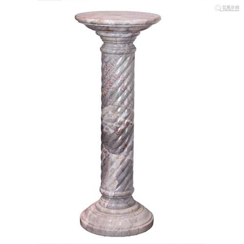 A Neoclassical style polished variegated granite pedestal