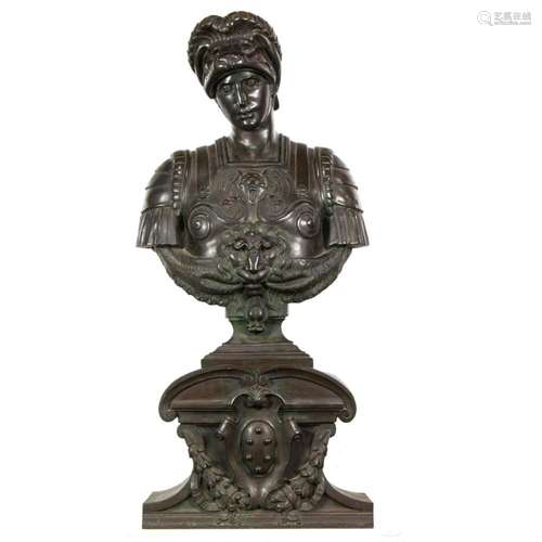 A patinated bronze bust of Lorenze de' Medici after Mich...