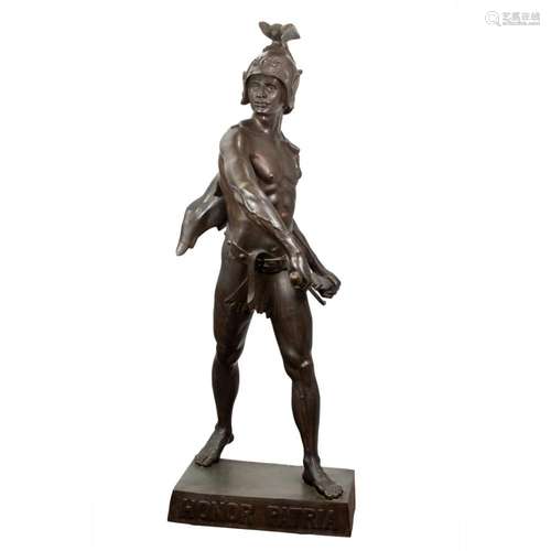 An imposing patinated bronze figure of Roman Warrior: Honor ...