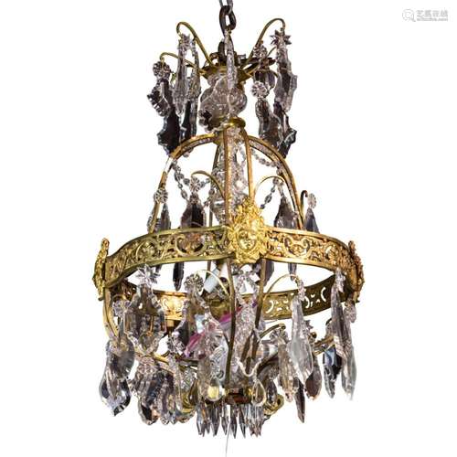 An Empire gilt bronze and crystal chandelier