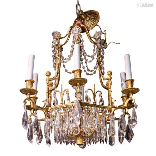 A Continental gilt bronze chandelier in the Neoclassical tas...