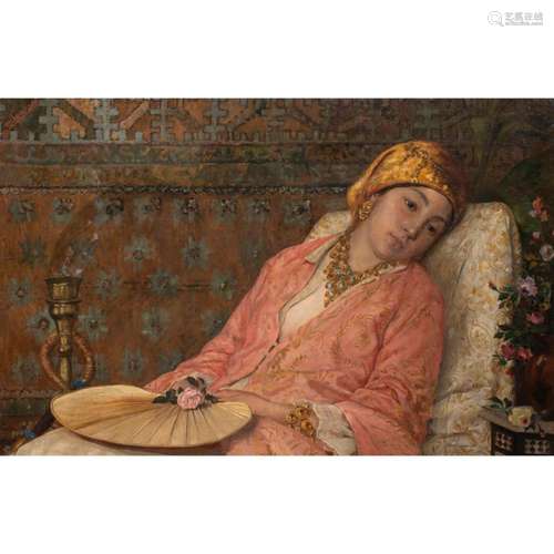 Painting, "Odalisque," (Reclining Orientalist Figu...