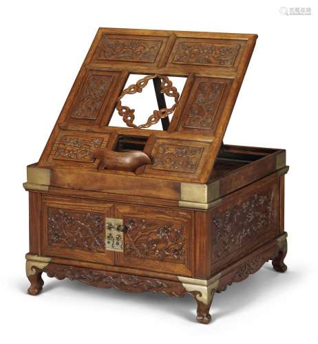 A RARE LARGE HUANGHUALI DRESSING CASE WITH FOLDING MIRROR ST...