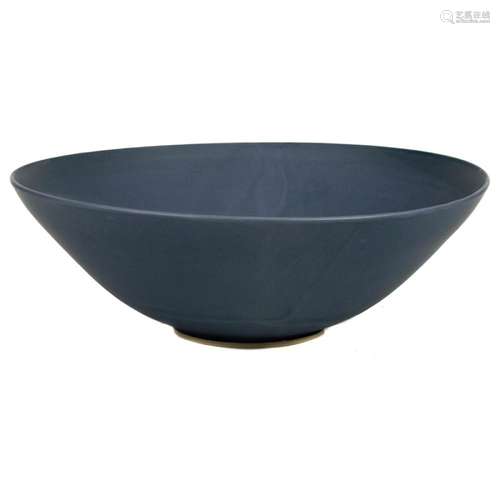 A large Christiane Perrochon ceramic blue-grey bowl