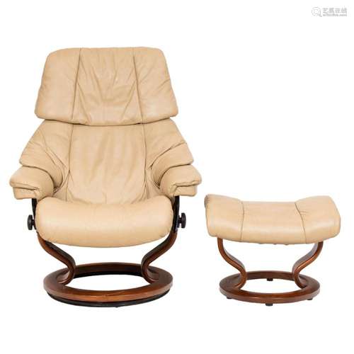 Ekornes Stressless leather lounge chair and ottoman