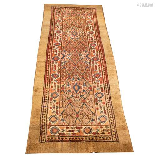 (lot of 2) Persian Seraband camel wool hand knotted runners