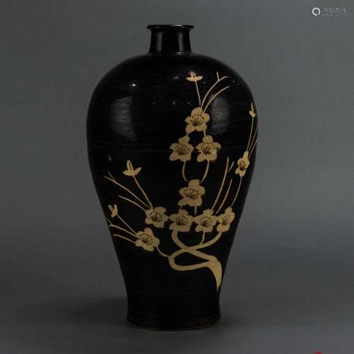 Chinese Jizhou ware 'prunus' meiping vase