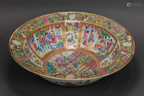 Chinese Canton rose medallion wash basin