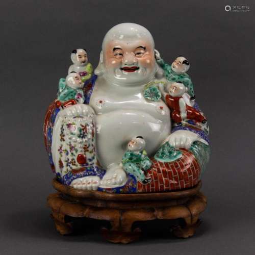 Chinese famille vase figure of Budai