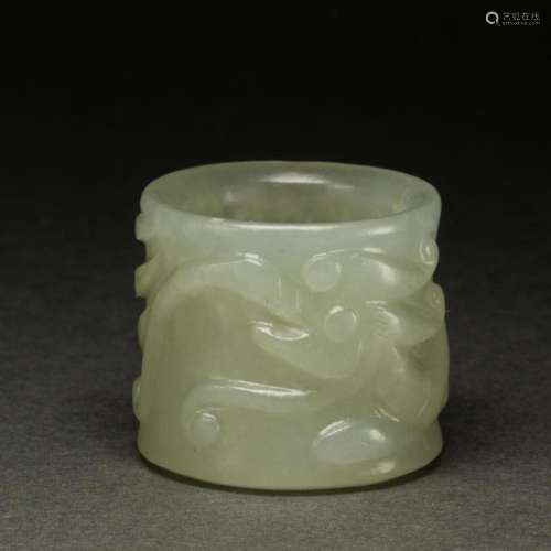 Chinese white jade archer's ring