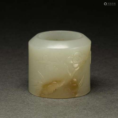 Chinese white jade archer's ring