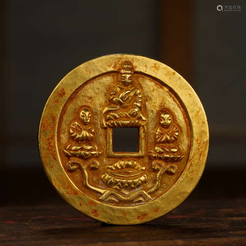 中國宋時期  淳化元寶佛像供養純金幣