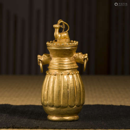 中國唐時期絲綢之路純金瓶