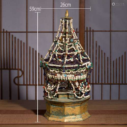 中國遼金時期  銅鎏金嵌珍寶舍利佛塔
