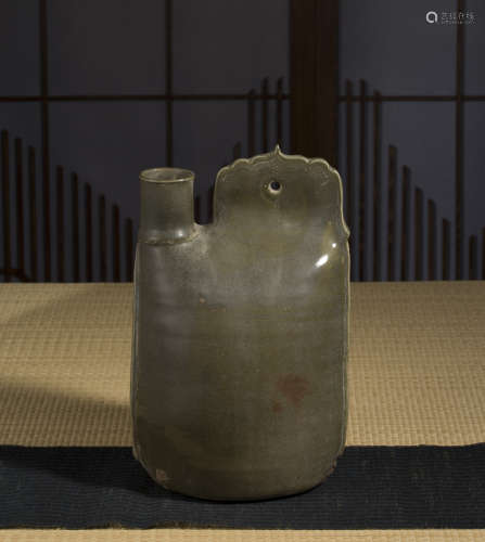 中國五代時期  綠釉扁壺