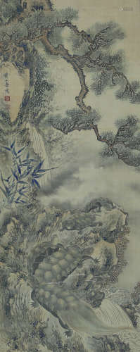 黄山寿 松寿 设色绢本立轴