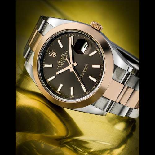 ROLEX. A STAINLESS STEEL AND 18K PINK GOLD AUTOMATIC WRISTWA...