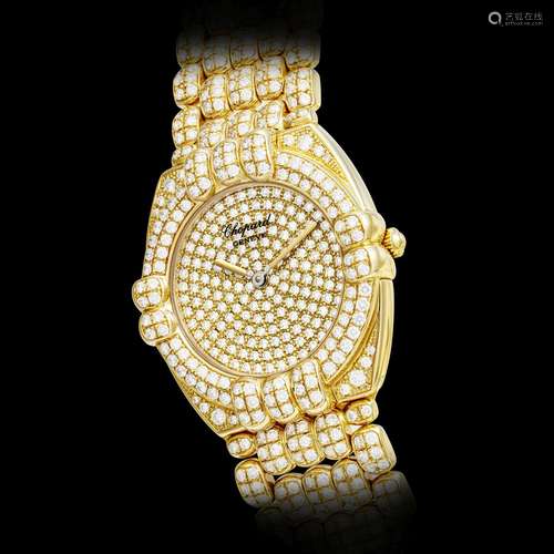 CHOPARD. AN 18K GOLD AND DIAMOND-SET WRISTWATCH WITH BRACELE...