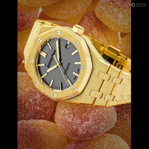 AUDEMARS PIGUET. A RARE AND STYLISH 18K FROSTED GOLD LIMITED...