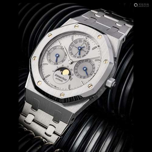 AUDEMARS PIGUET. A RARE STAINLESS STEEL AUTOMATIC PERPETUAL ...